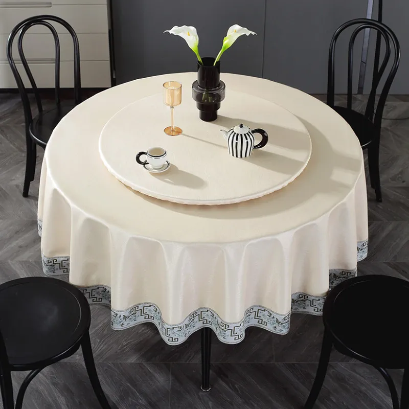 New Luxury Round Tablecloth, Waterproof Oilproof Heat Resistant Non-wash Table Mat, Dining Table Cover for Home Hotel