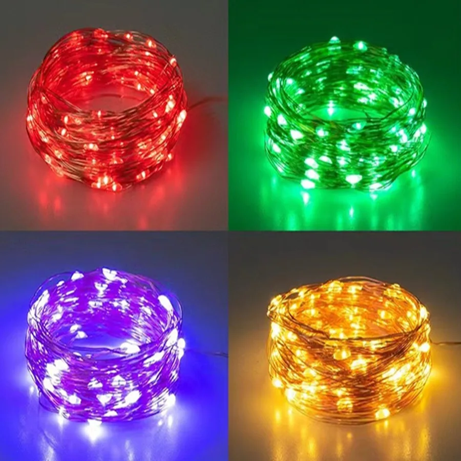 Cadena de luces LED impermeables, alambre de cobre, luces de hadas, funciona con pilas, bricolaje, fiesta de boda, decoración de Navidad, 5M