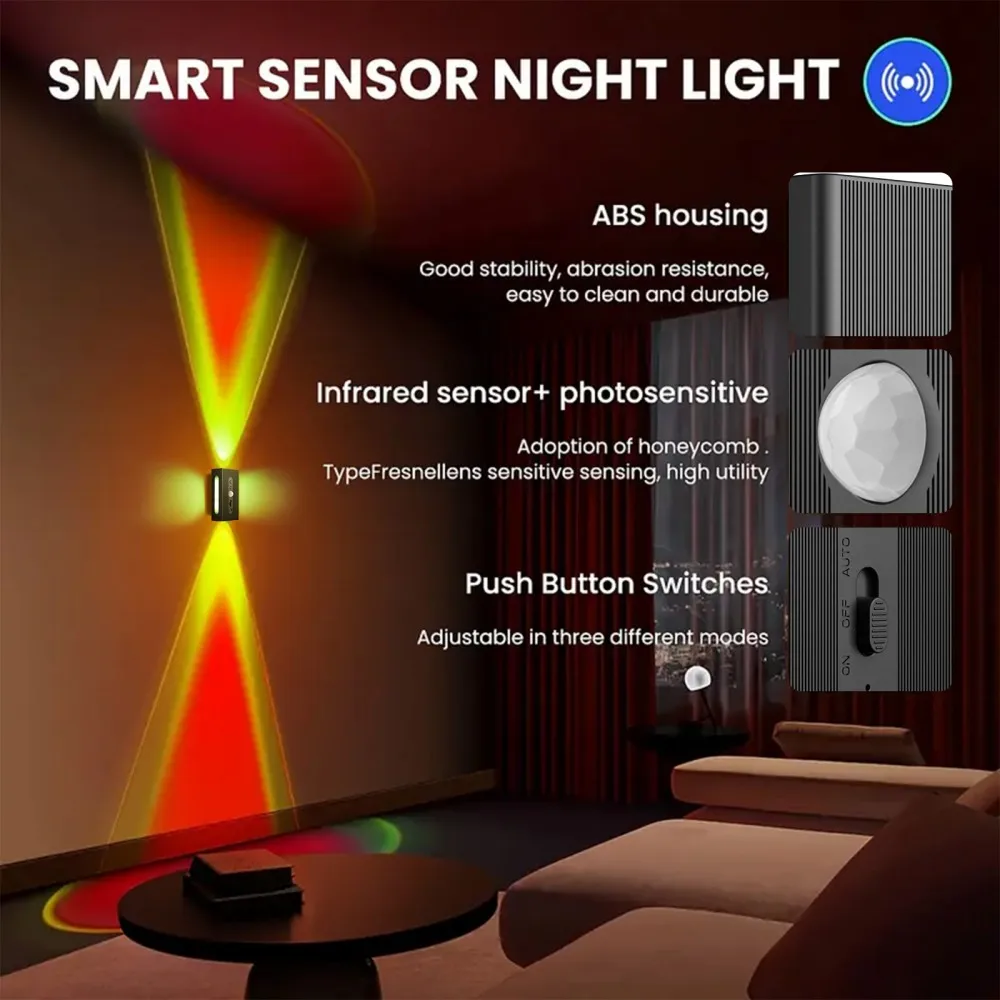 Outdoor LED Wall washer Lights with Motion Sensor Home Landscape Rechargeable Night Lights 4 Beam Waterproof Spotlight for Porch view 3