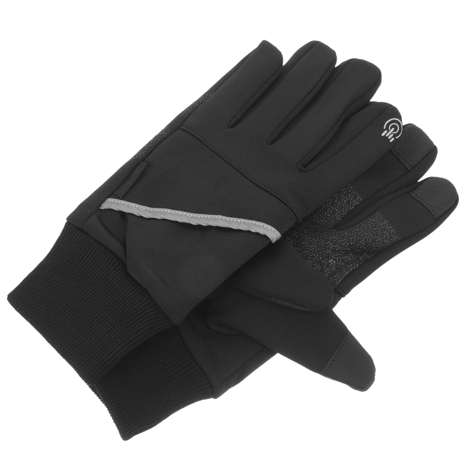 

Winter Heated Black Gloves Warm H Wind proof Touch Screen Cycling Driving Knitted Anti slip Waterproof Long Wrist Travel Gloves