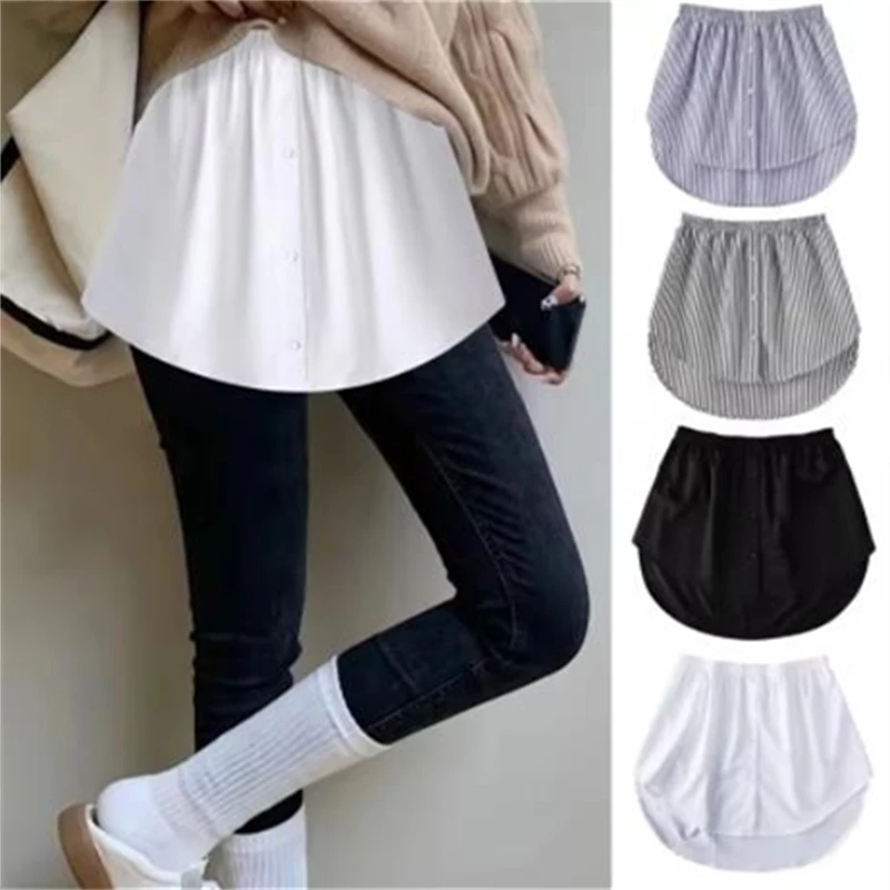 

Black Skirt Spring Shirt Skirt Women Fake Hem Sweater Casual Korean Style Bottom Skirt Sweater Bottom Fake Shirt Buttock Skirt