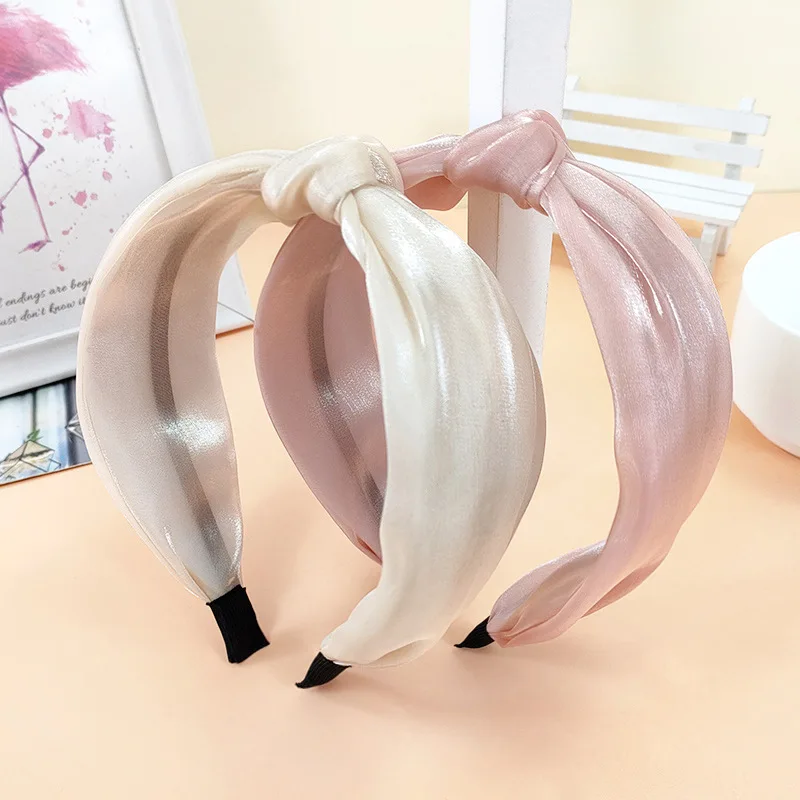 

High-end Moonlight Silk Women Hair Accessories Headband 2024 Newest Luxury Solid Color Shiny Expensive Satin Hair Hoop Head Wrap