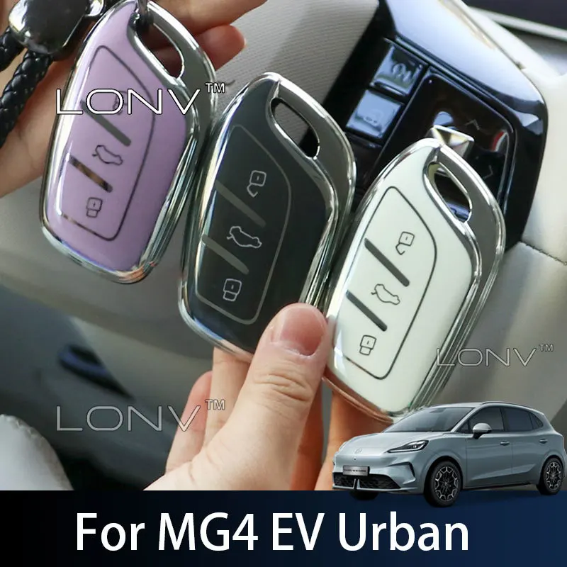 Für MG4 EV Urban 2026 2027 Auto Transparente Weiche TPU-Schlüsselhülle Silikon 3-Tasten-Fernbedienung Autoschlüssel-Hülle Halterung