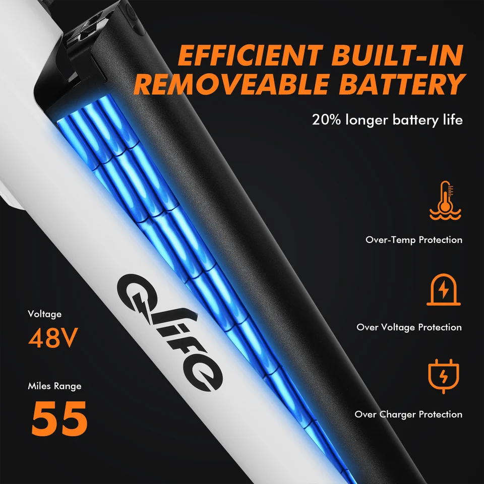 Qlife Cityone  St Electric Bike for Woman, Peak 1200W Motor 48V Battery, 25MPH 55 Miles, 26“ Step-Thru Electric Bicycle, 7-Speed Commute E-Bike image 7