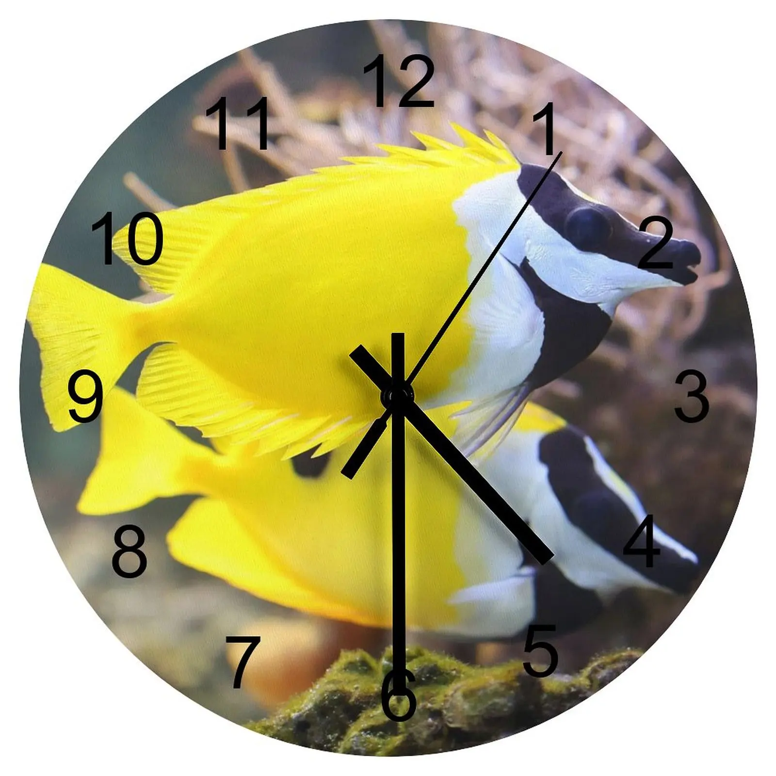 

Farm Wall Clock Clean underwater world Clocks 12 inch Mute Wood Round Durable Patterned Novelty