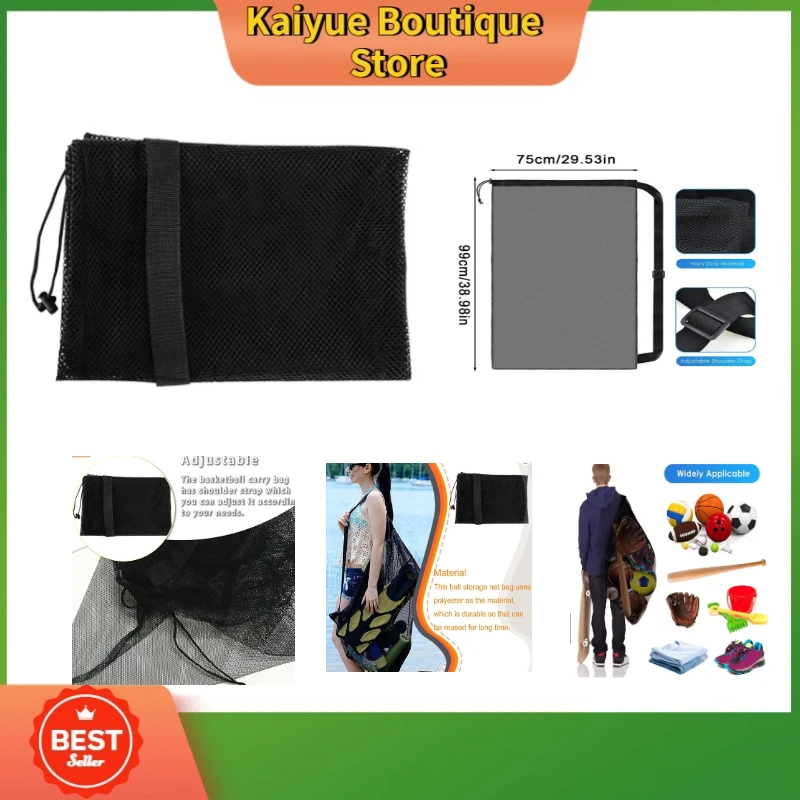 Сетчатая футбольная сумка большой вместимости, очень большая сумка для хранения баскетбола на шнурке с карманом на молнии, сумка для волейбола и футбола