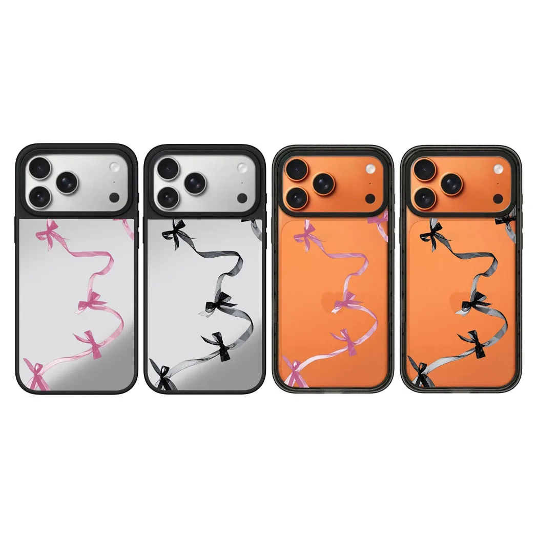 

Pink Black Long Bow 2.0 Acrylic Black Border Phone Cover for IPhone 12 13 14 15 16 17 Pro Max Case for IPhone 17 Air
