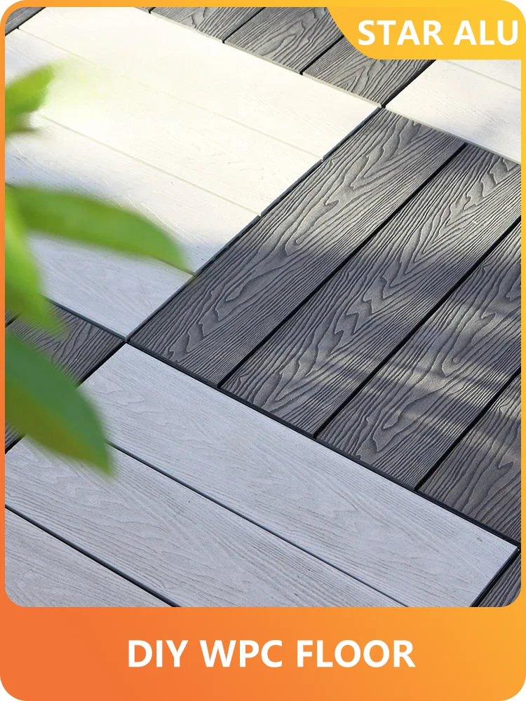 3 items DIY outdoor wood-plastic floor,Wood-plastic composite wood-plastic pavement floor engineering wooden floor is easy to in