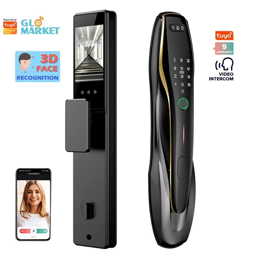 3d Face Recognition Cerradura Inteligente Digital Lock Wifi App Camera Password Fingerprint Keyless Tuya Smart Locks
