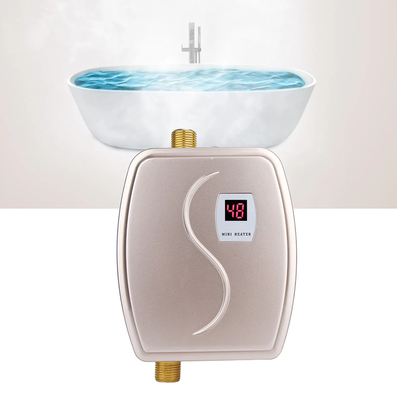 Instant Water Heater,3800W Mini Electric Tankless Hot Water Heater,Durable,Elegant and Fashionable for Bathroom Kitchen Washing