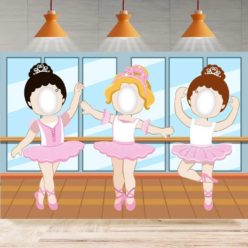 Dancing Ballet Girls Pretend Play Photography Backdrop Party Ballerina Face Theme Birthday Background Wall Home Decor Banner