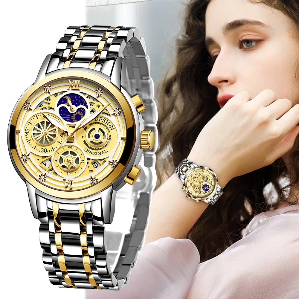 

LIGE Ladies Watch Woman Luxury Fashion Waterproof Watch for Women Watches Quartz Stainless Steel Clock Gift Relogio Feminino+Box