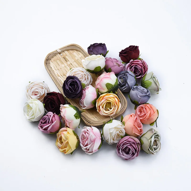 50/100pcs Artificialflower Silk Rose Wedding Outdoor Garden arch Home Decor Diy gift Candy Box Brooch Christmas wreath wholesale