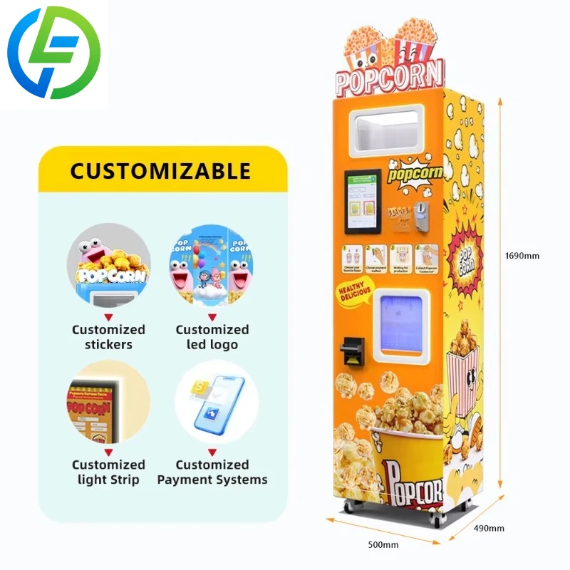 Customized 120s Fast Production Automatic Popcorn Vending Machine - 2 Tanks, More  Flavors, HD Touch Screen & Mobile Payment