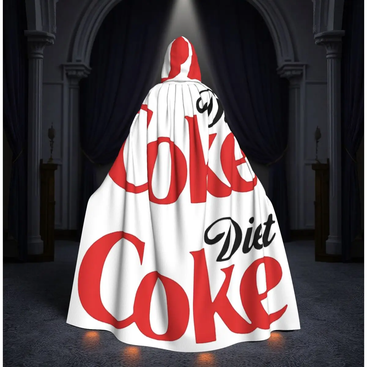 

Coke Funny Lover Diet Long Hooded Cloak Witch Medieval Costume Cosplay Cape HalloweenCoat Adult Unisex