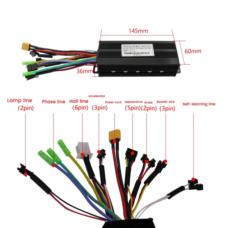 Ebike Motor Controller LCD LED Display 36V 48V 30A 750W 1000W 2 Model Sinewave Controller Electric Bicycle EN06 Display Black