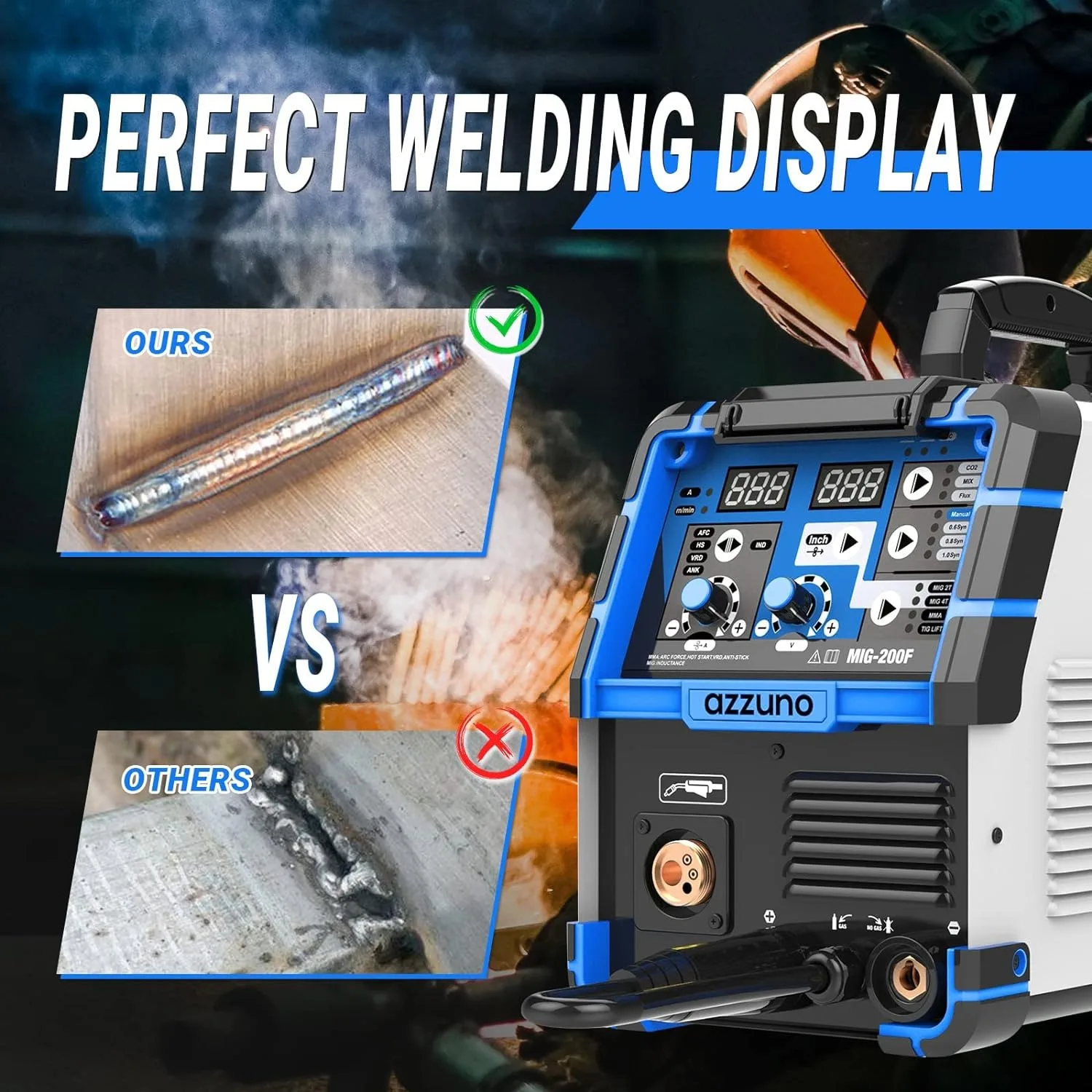 Welder,110V/220V Dual Voltage multiprocess welder,Gas Gasless MIG Welding Machine,4 in 1 Flux MIG/Solid Wire/Stick ARC Welder