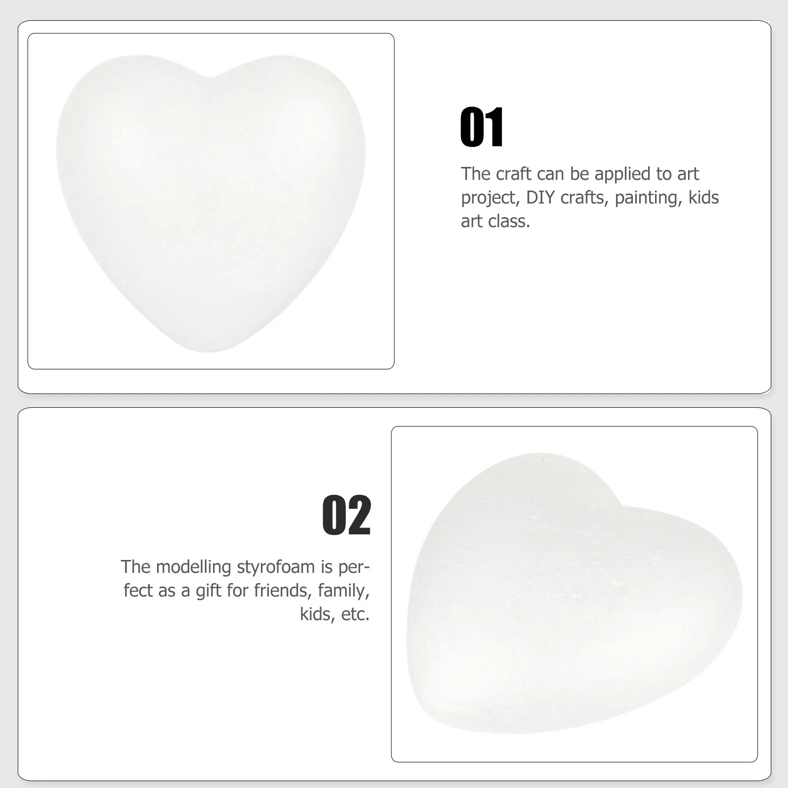 

5Pcs White Polystyrene Heart Balls DIY Craft Hearts for Wedding Decor Valentine's Day Baby Shower Floral Arrangements Painting