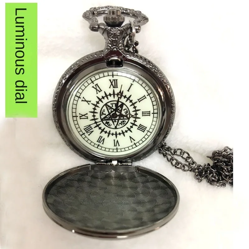 Roman Pocket Watch Male Vintage Pattern Necklace Glow Unique Watch Relogio De Bolso Relojes De Bolsillo Mecanicos Black Clock