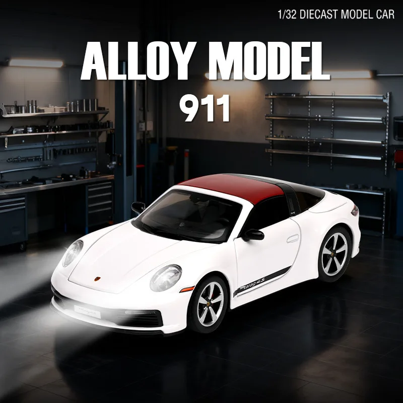 

1:32 911 Alloy Car Model Sound and Light Driven Slide Toy Gift Simulation Ornament Diecast Alloy Car Model Collectible