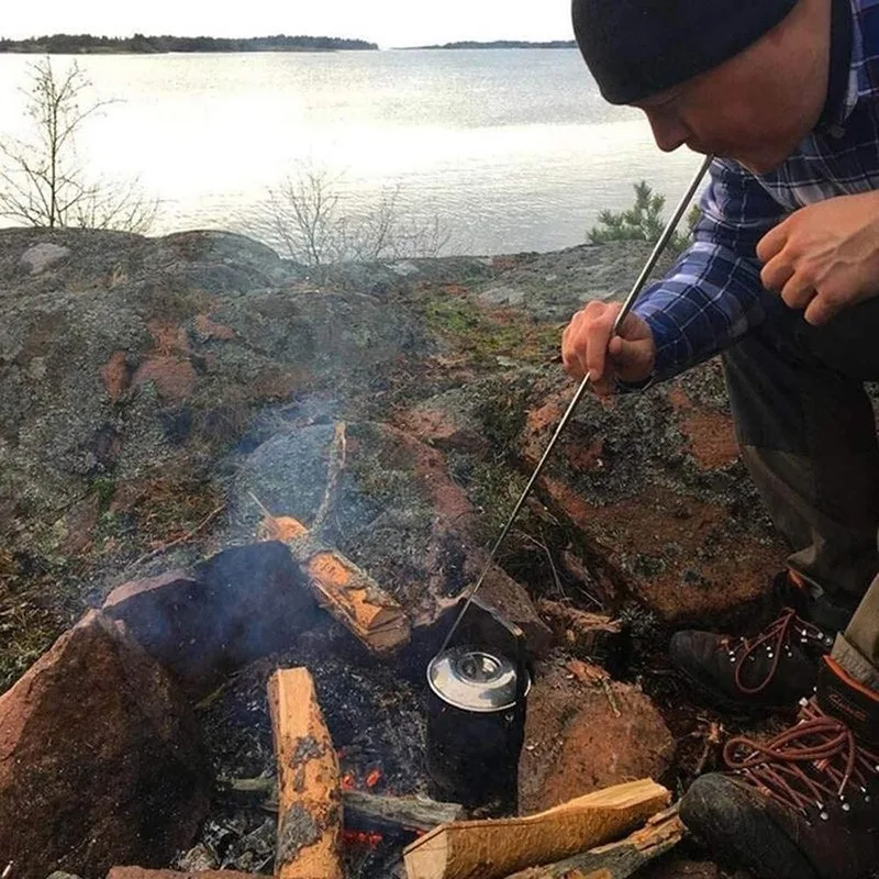 Piknik na świeżym powietrzu rura strażacka ze stali nierdzewnej, wysuwana rura przeciwpożarowa, narzędzie do biwakowania, pręt przeciwpożarowy