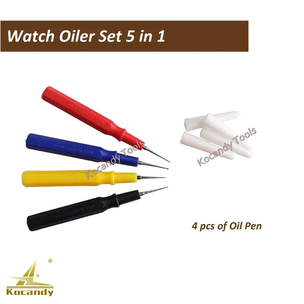 Watch Oiler Set Assortment of 1 Oiler Cup and 4 Oil Pens Watch Repair Tool Kits for Watchmakers