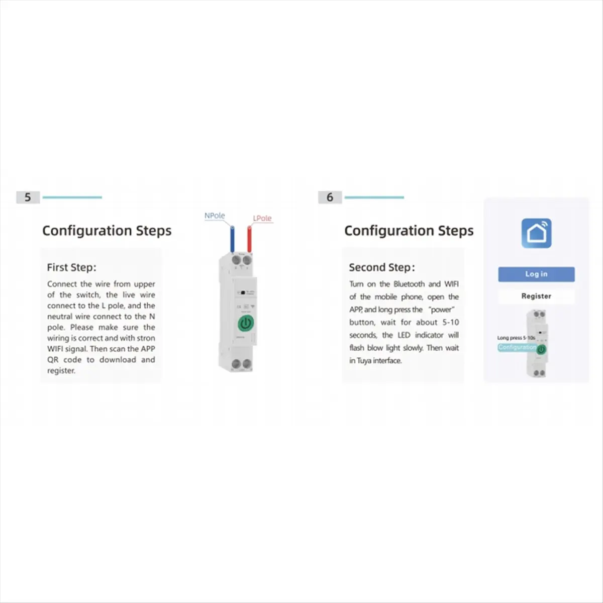 Tuya WiFi Din Rail Smart Circuit Breaker Relay Switch over Under Voltage Protector for Home