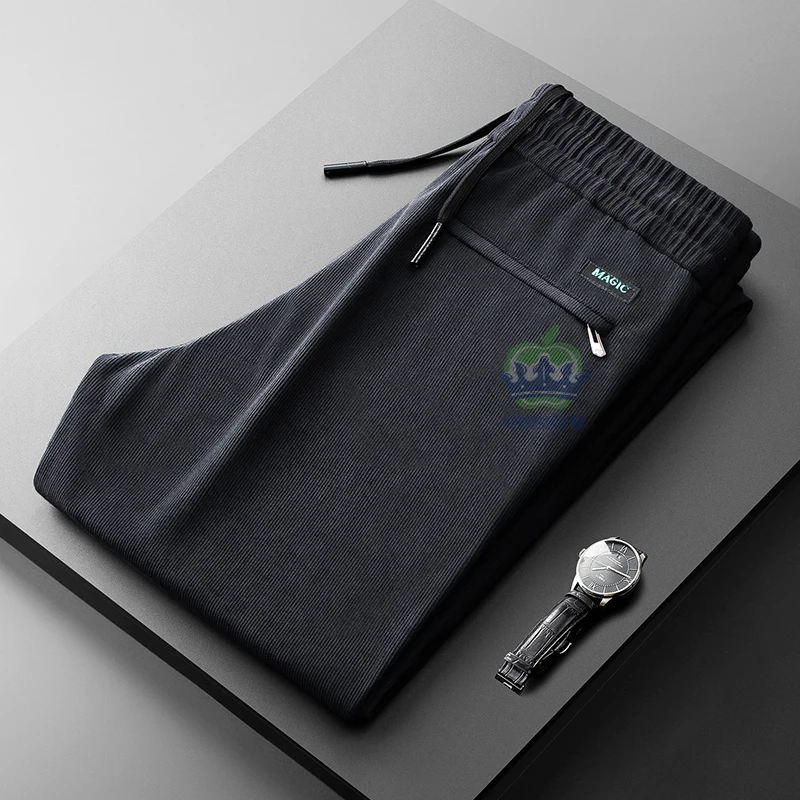 Brand Clothing Autumn Winter Classic Corduroy Casual Pants Men Elastic Waist Business Zipper Jogging Work Grey Trousers Male 4XL - Image 4