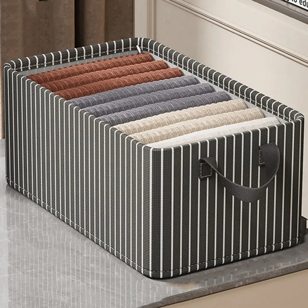 Oxford Cloth Striped Clothes Storage Box Thickened Large Capacity Cabinet Clothes Organizer Foldable Space Saving