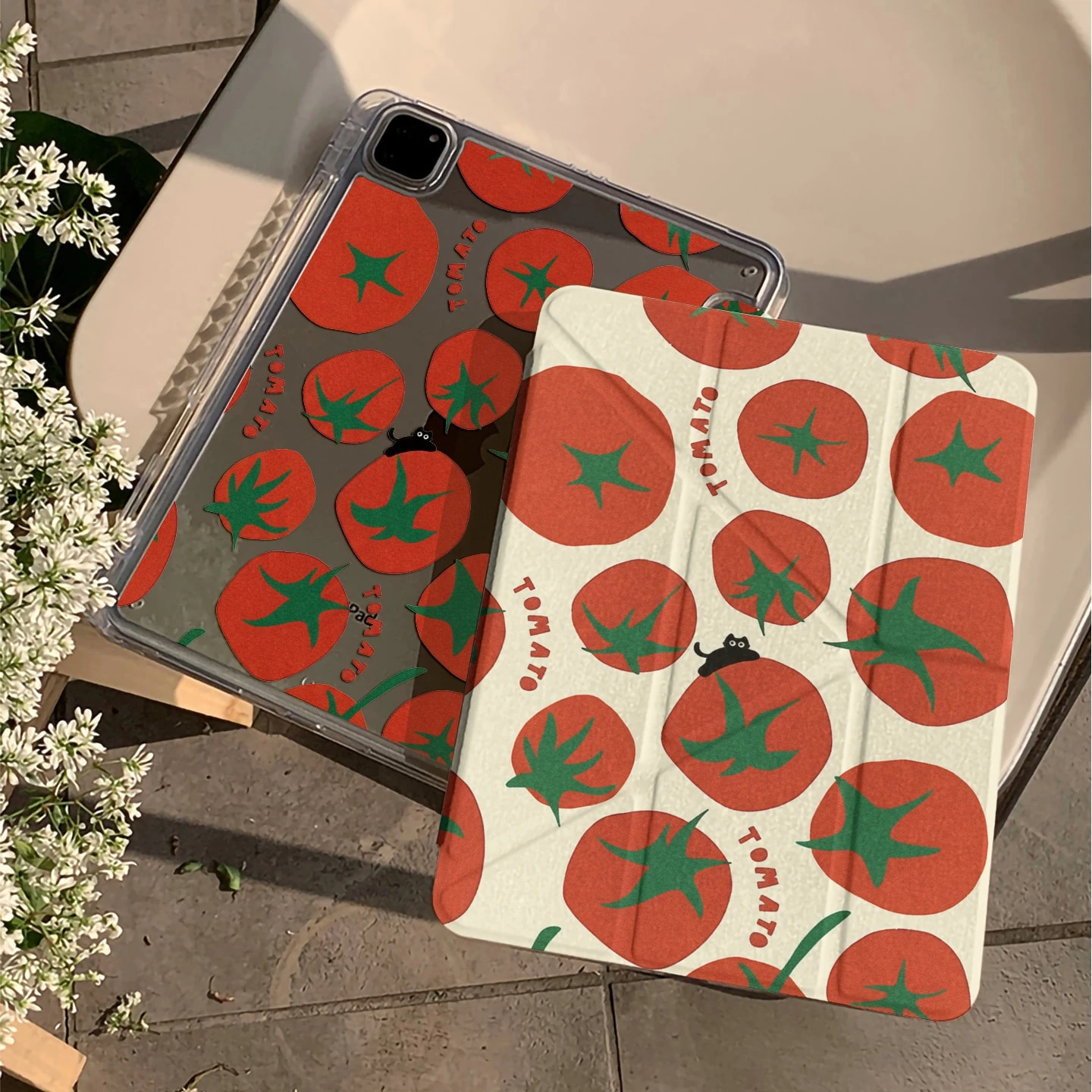 Ins Full Screen Red Tomatoes Y2K Y-Fold Cover For iPad Pro 13 11th M5 M4 12.9 A16 10 8 7 9th 10th Air 11 M2 M3 Mini Tablet Case