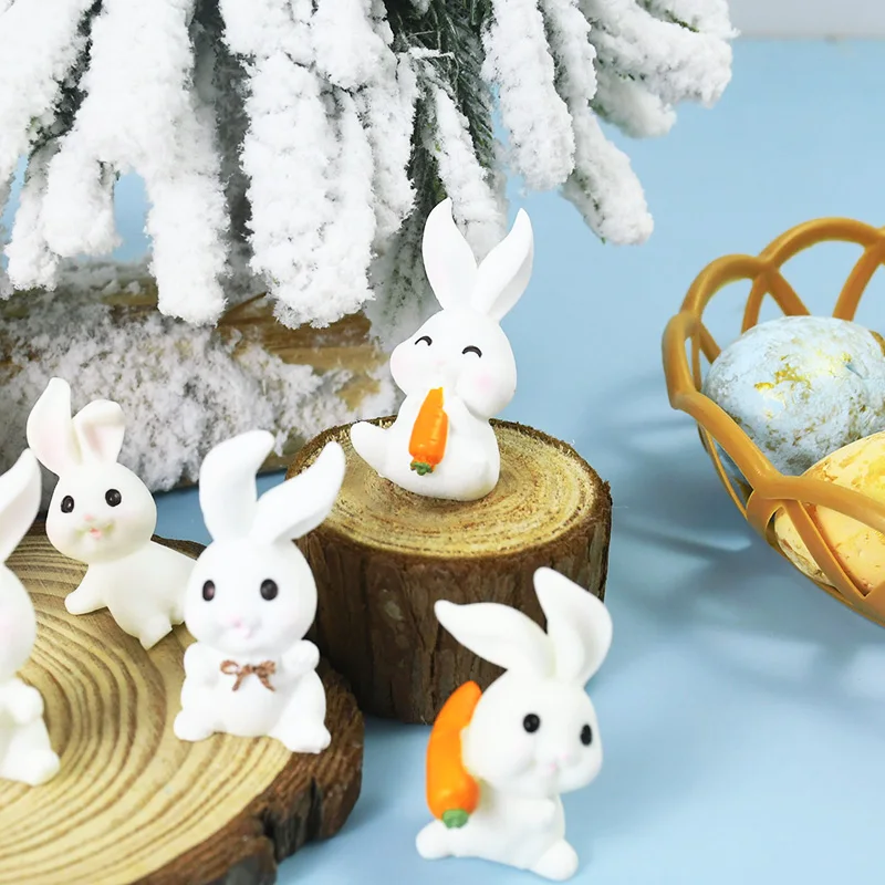 Easter Resin Lovely Rabbit Micro Landscape Decoration Easter Party Bunny Ornaments DIY Home Decor Fairy Garden Ornament Supplies