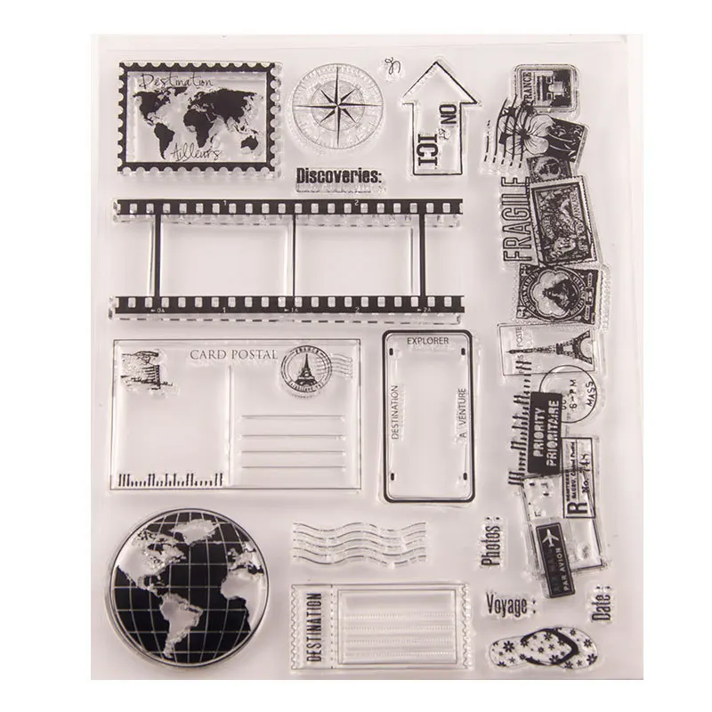 Podręcznik podróży silikonowy przezroczysty znaczek do dekoracji DIY notes Planner Craft Scrapbooking Papercard stemple gumowe