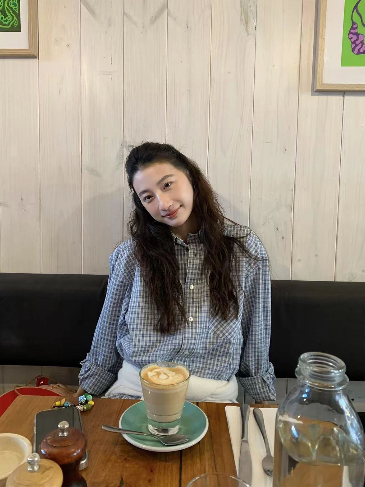 

Tetu STUDIO 2025SS Футболка из высококачественного хлопка в клетку, свободная посадка, простая женская футболка премиум-класса в полоску