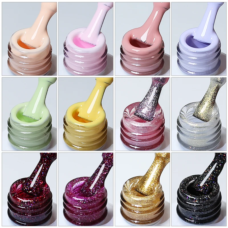アルテクラボ 8ml ネイルジェルポリッシュ グリッターカラー セミパーマネント ソークオフ UVジェル バーニッシュ ベース トップコート ネイルアート DIY デザイン バーニッシュ