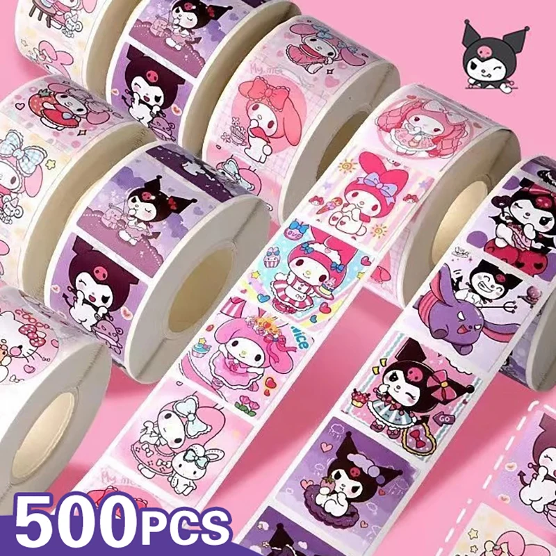 

500PCS miniso Hello Kitty Cartoon Sticker Cute Cartoon Kuromi My Melody Children's Diary Bonus Gift Closure Diary Booklet Gift