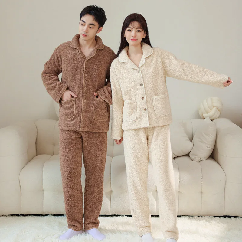 

Пижамы большого размера, женский комплект, утепленная фланелевая домашняя одежда для пар, свободная теплая ночная рубашка из кораллового флиса, мужской костюм