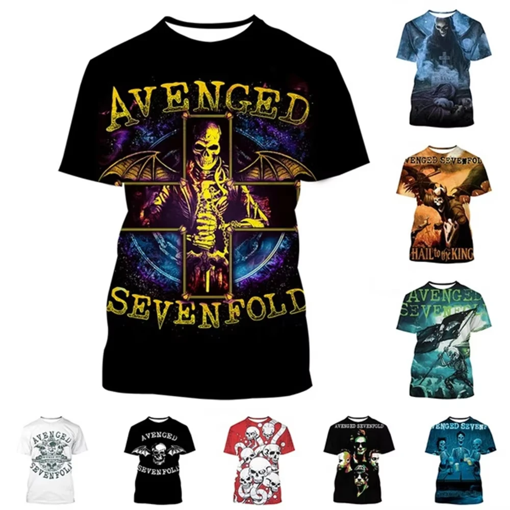 Summer Hot Sale Heavy Metal Band AVENGED SEVENFOLD Printed T Shirts for Men HIP HOP Unisex T-shirt Fashion Street Tops Clothing