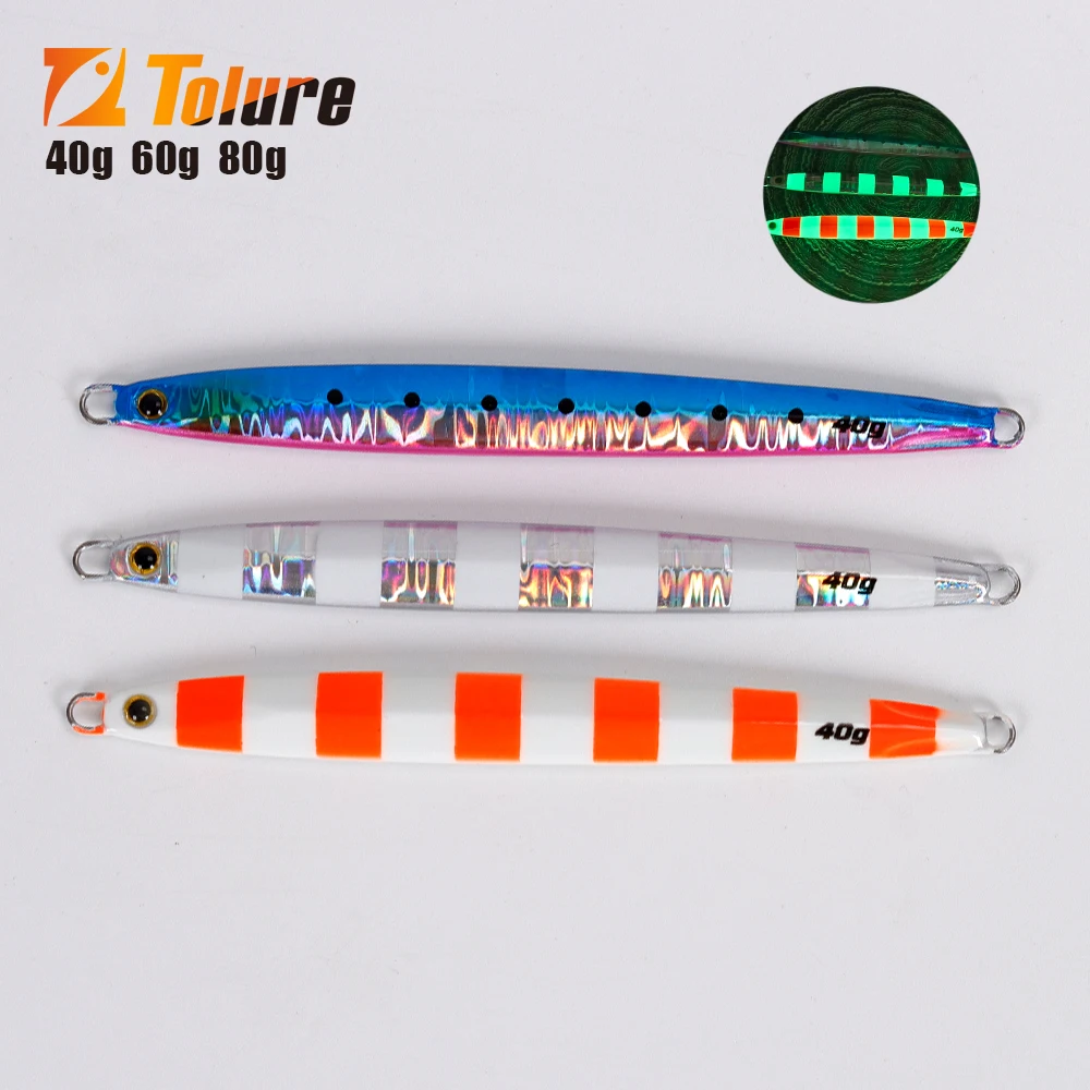 TOLU NEUE Kleine Kokospalme 40g/60g/80g Schnell Sinkende Jigging Angeln Locken Laser papier Beschichtung Leuchtende Jig Köder Meer Angeln