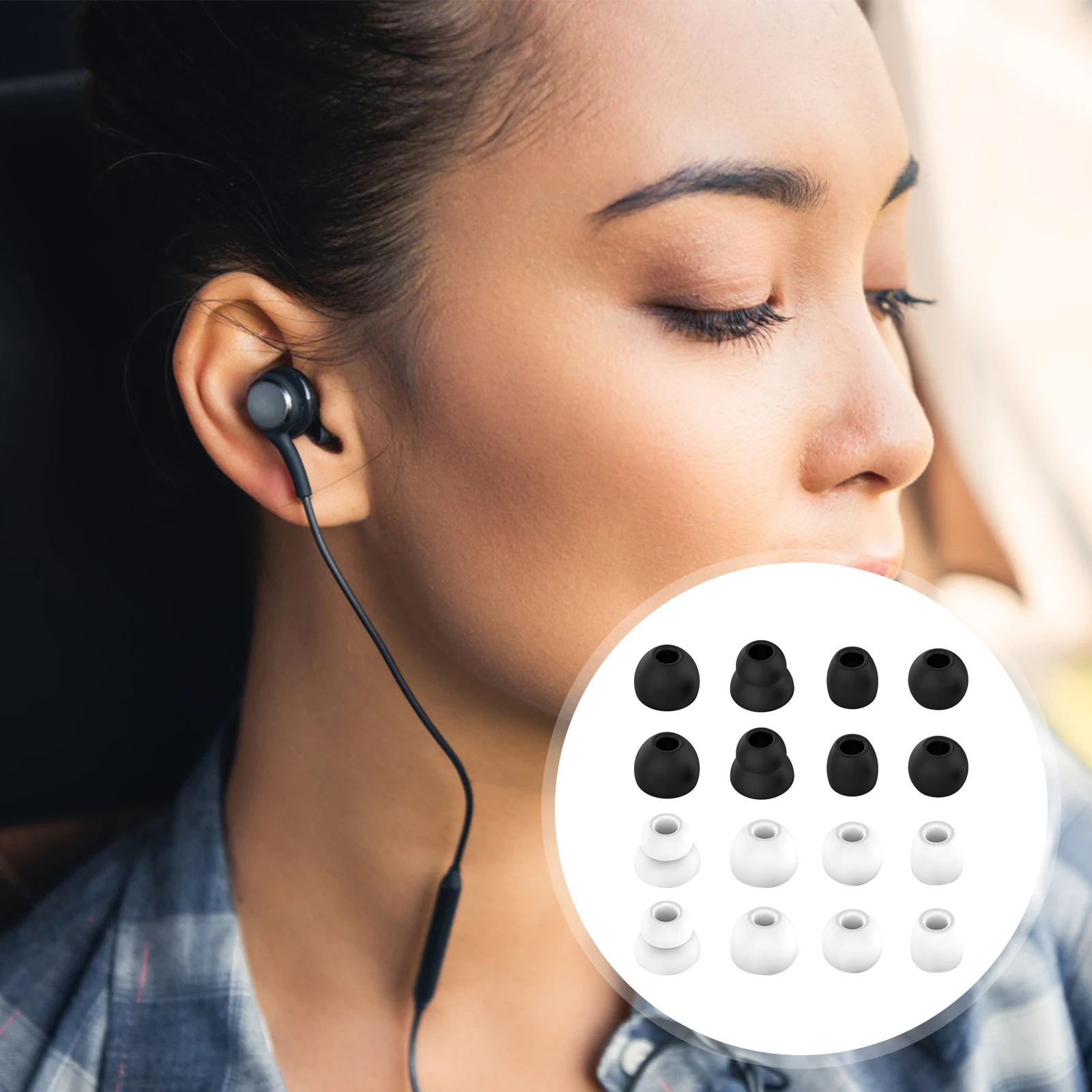 

2Sets Premium Ear Pads Compatible 4i Active Earphone High Sound Quality Eartips Replacement Caps Soft