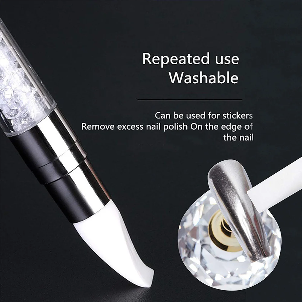 1Pc Dual-End Siliconen Graveren Embossing Pen 3d Steentjes Acryl Nagelborstels Voor Spiegel Glitter Poeder Diy Manicure Tools