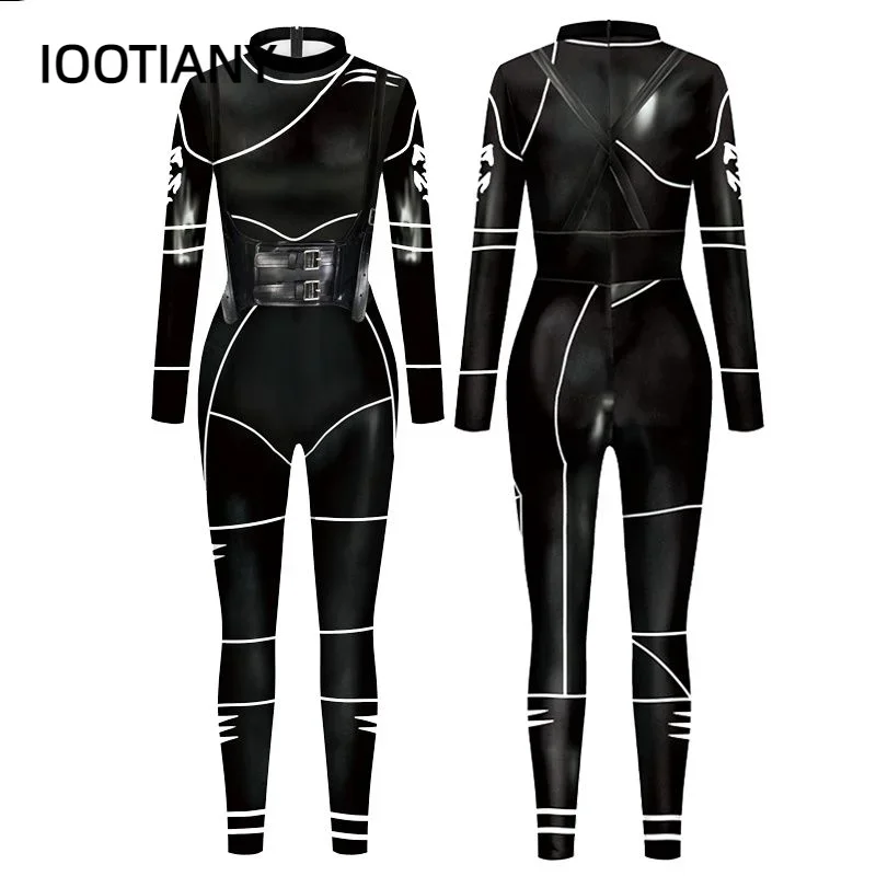

Cosplay Anime Battle 3D Print Women Sexy Skinny Jumpsuit Carnival Cosplay Costumes Wednesday Bodysuit Party Rompers Monos Mujer