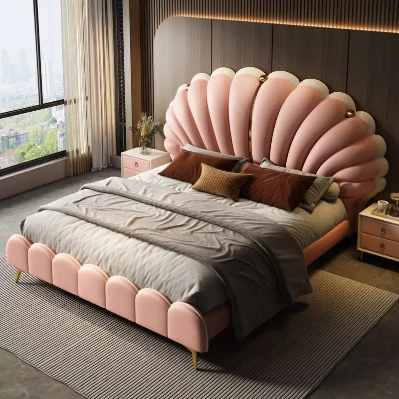 Bedroom Double Bed Design Princess Girls Single European Castle Modern Bed Headboards Single Cama Solteiro Unique Furniture