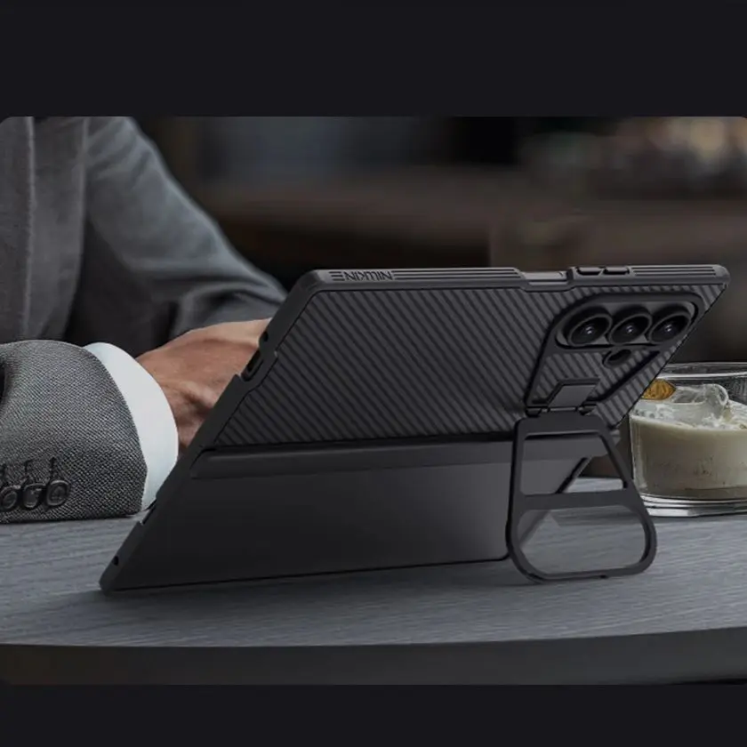 Nillkin สําหรับ Samsung Galaxy Z พับ 7 กรณีฝาครอบกล้องโปร่งใสขาตั้งบานพับการป้องกันแบบรวมทุกอย่างเคสพับกันกระแทก