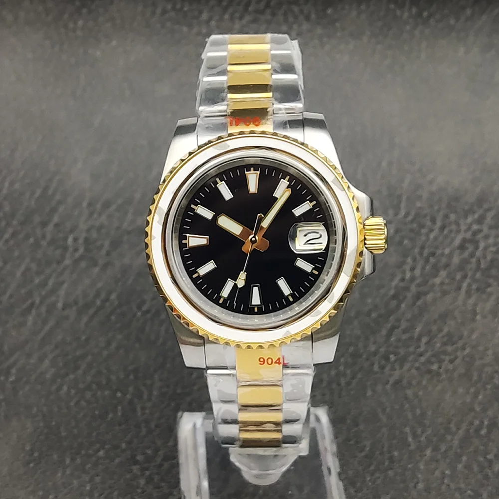 Gold Silver 40mm NH35 Case Fit NH35 NH36 Movement Custom logo Dial Sapphire Glass Stainless Steel Watch Luminous Dial