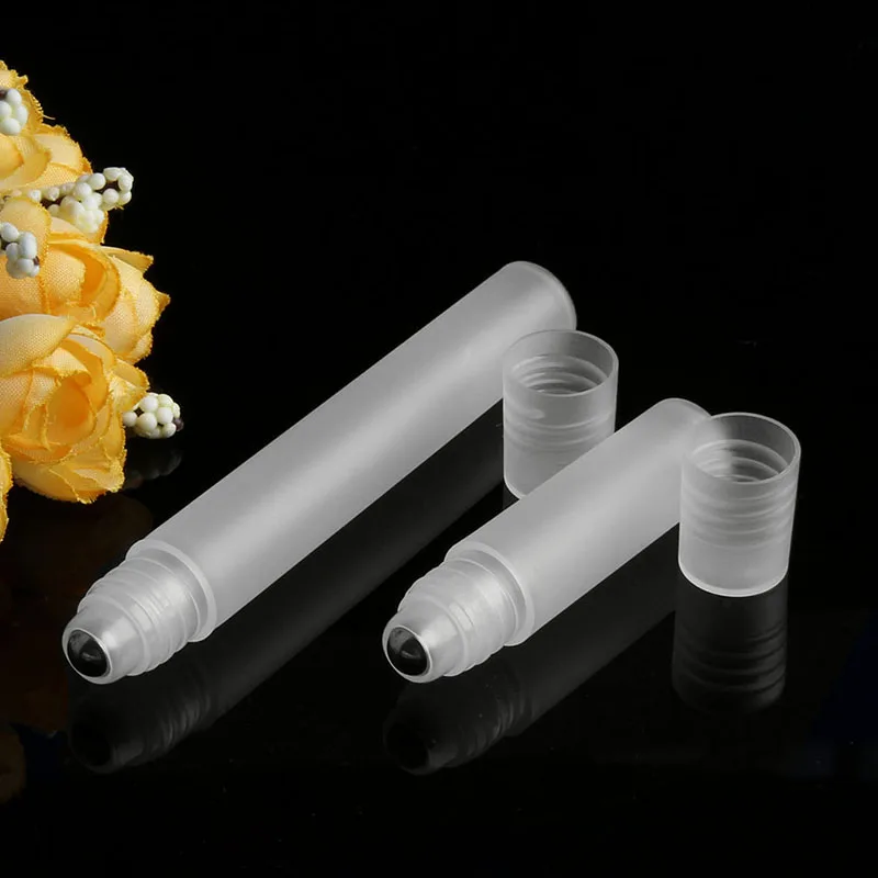 RXJC 5ml/10ml Empty Roll Roller Ball Bottle Refillable Bottles Plastic Stainless Steel Liquids Oil Container Replace