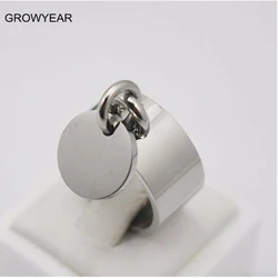 316L Stainless Steel Women Jewelry 10mm Wide Cocktail Can Engrave Ring Polish Silver Color Round Charm Rings Size 6 7 8 9 10 11