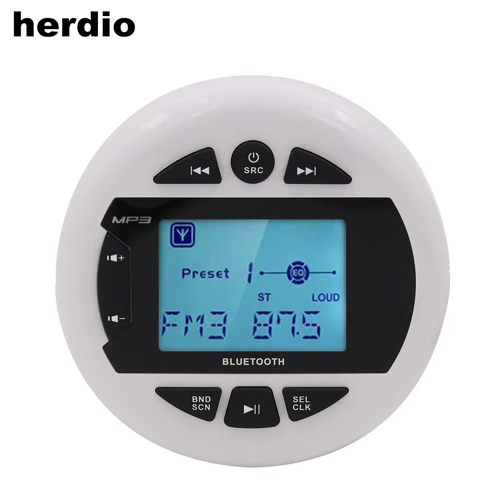 

Herdio Waterproof Bluetooth Radio Digital Media Stereo Receiver FM USB TF MP3 Player Speaker Devices Supplies For ATV UTV Boat