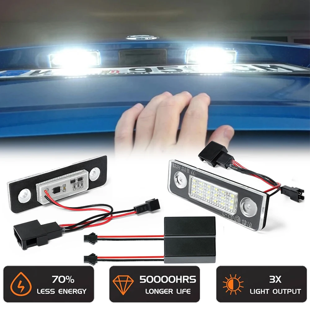 

2Pcs Canbus LED License Number Plate Light for Skoda Octavia Pre-facelift Facelift Rommester 5J 2006-2010 Auto Reverse Tail Lamp