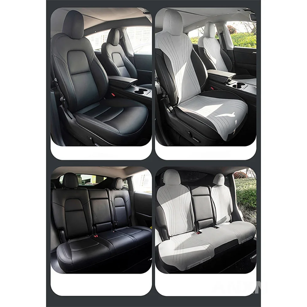 Car Special Suede Seat Cushion For Tesla Model Y Model 3 Highland 5 Seat Interior Cover All Weather Protection Leather Pad