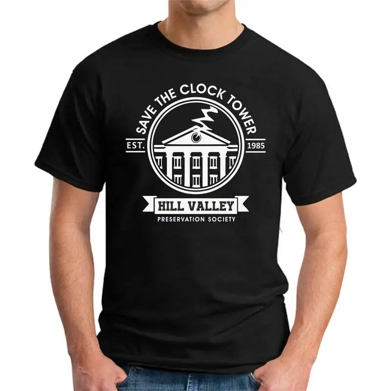 Back to the Future Retro Save The Clock Tower Graphic T Shirts Hill Valley 8MPH Short sleeve Unisex Tee 80s Sci Fi Film Gift